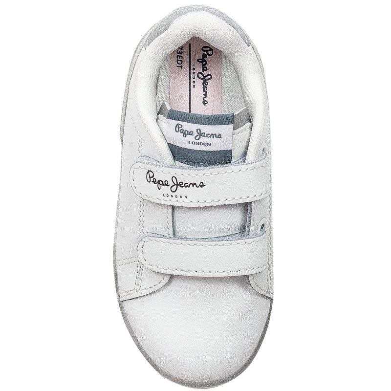 Pepe Jeans PGS30500 800 White Lambert Girl Glitter Kids Sneakers
