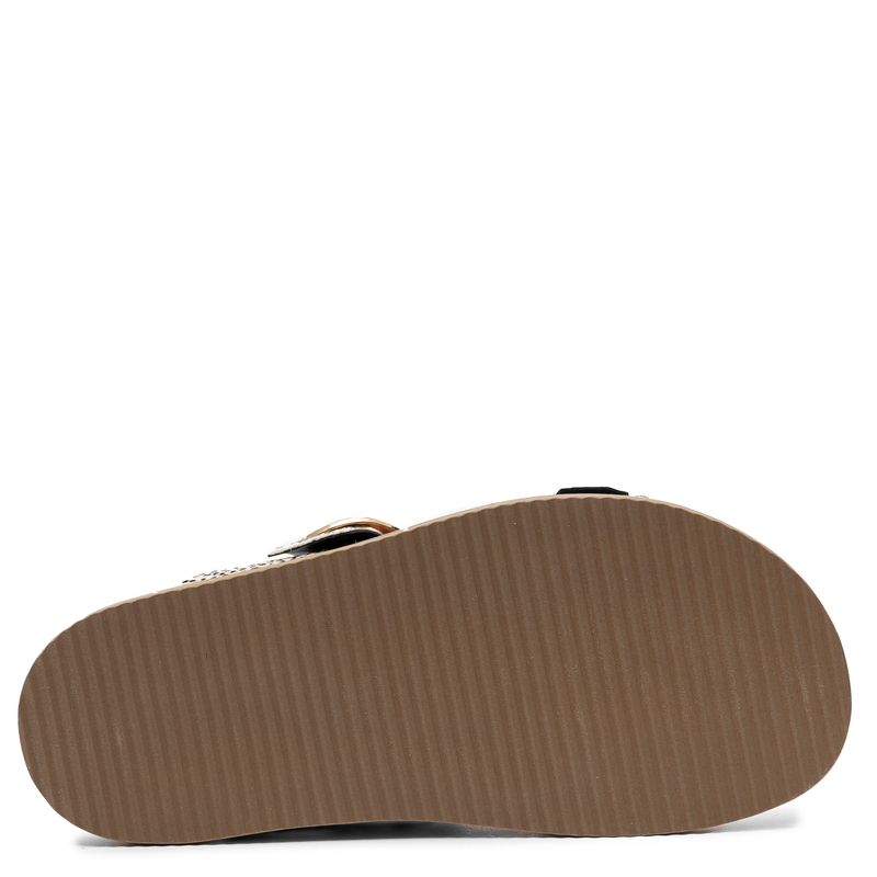 Gioseppo Skórzane z Klamrami Klapki na Platformie 3 cm Biało-Czarno-Różowe 78025-CARNEY-RED