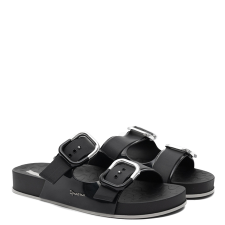 Ipanema Comfortable Platform Slides with Buckles Elegant Black 83781-BP297