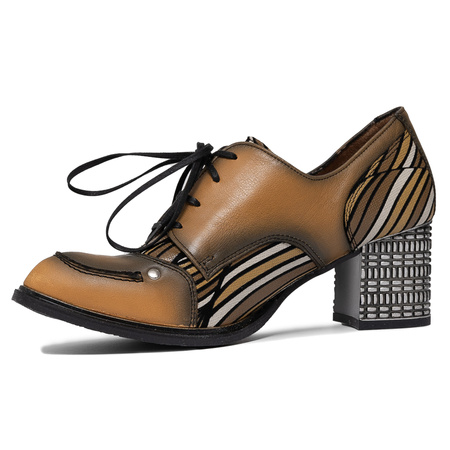 Maciejka Women's Lace-Up High-Heeled Shoes Yellow