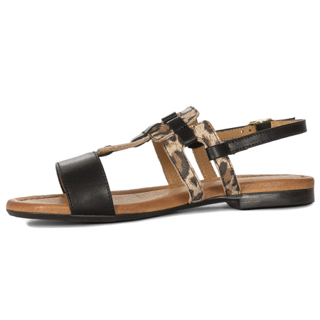 Maciejka Women's Leather Sandals Black Leopard