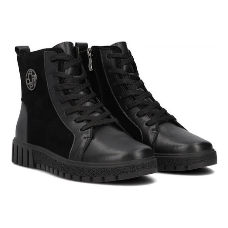 Filippo Leather Insulated Women’s Ankle Boots On Platform Black DBT6359/25BK