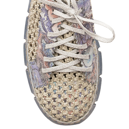 Maciejka Skórzane Ażurowe Półbuty Damskie na Platformie Oddychające Niebieskie 05850-06-00-1