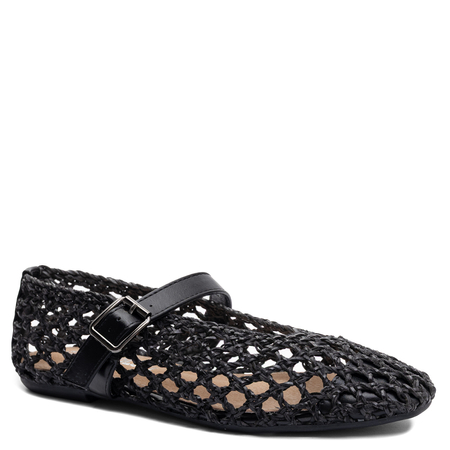Sokolski Elegant Woven Pumps With Strap Black SR-W26-137-BLK