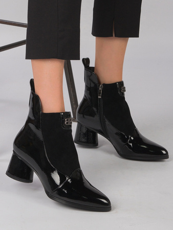 S.Barski Women's boots ankle boots black lacquered
