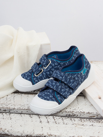 Befado Children's Boy's shoes with Velcro Speedy Navy Blue Cars