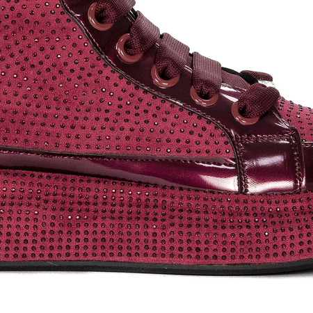 GOE Women's warm leather Glossy burgundy boots