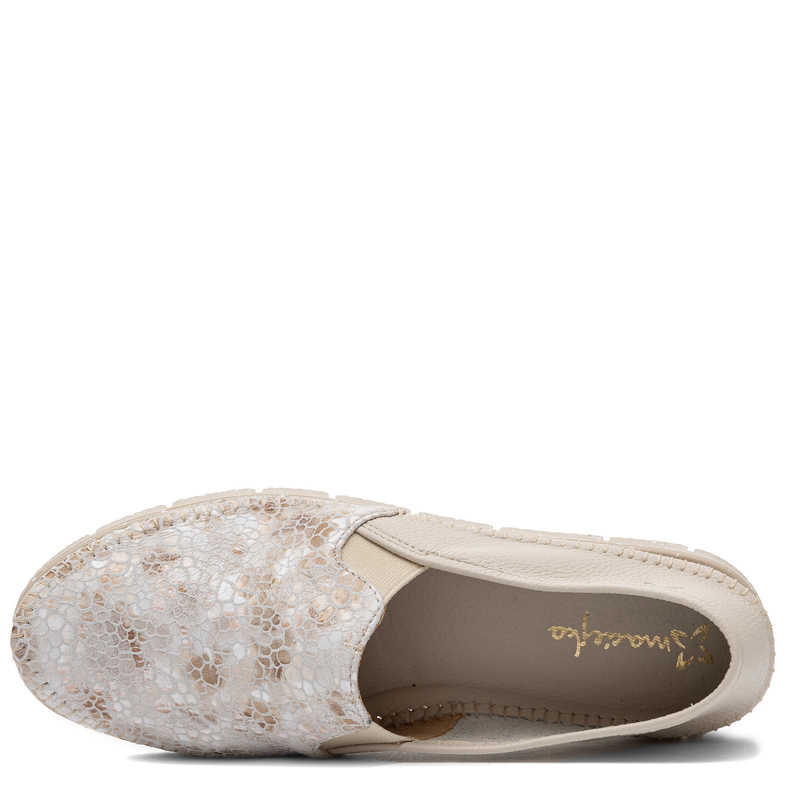 Maciejka Leather Patterned Slip-On Loafers Flexible Sole Beige 03512-72/00-0