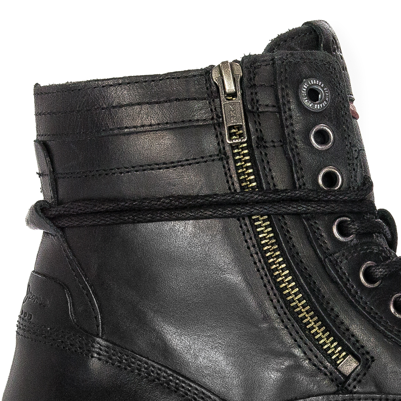 Pepe Jeans Botki Męskie Skórzane Ocieplane Czarne