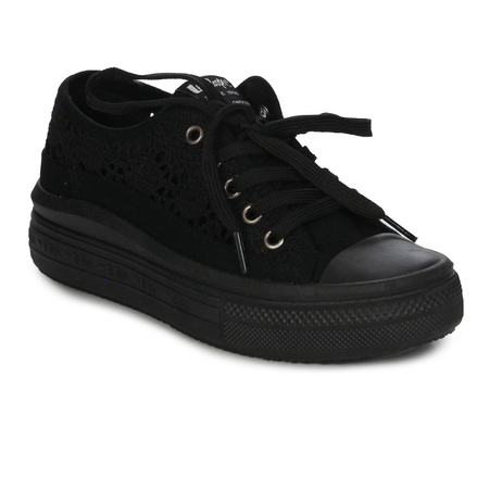 Lee Cooper Tenisówki trampki damskie ażurowe czarne