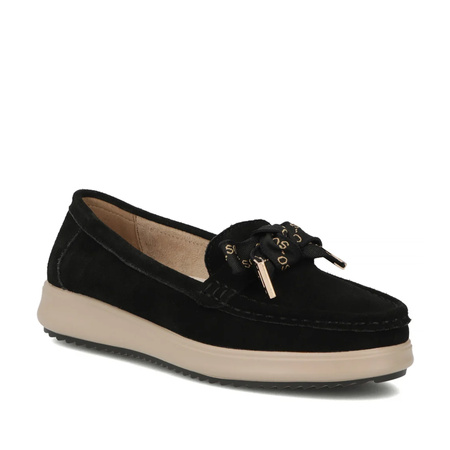 Filippo Leather Women's Loafers Slip-On Platform Black DP6457-26-BK-SU