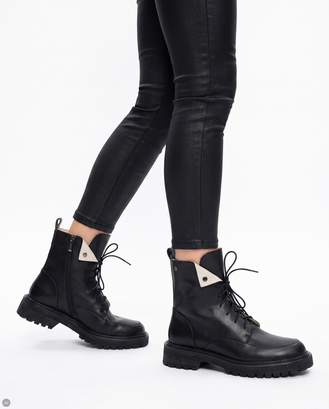 Maciejka Leather Lace-Up Boots Black Insulated K7749-01/00-7