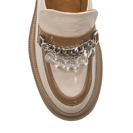 Maciejka Patent Leather Loafers Chunky Platform Light Beige 06294-22/00-8