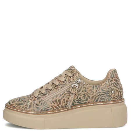 Filippo Leather Patterned Platform Sneakers Beige DP7653-26-BE-MLT