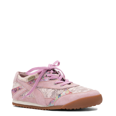 Laura Vita Leather Lace-Panel Women’s Sneakers Flat Pink SL20258-3-ROSE