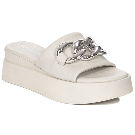 Tamaris Women's Leather Slippers On The Platform White