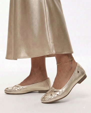 Maciejka Leather Openwork Ballerinas Metallic Gold P7542-41/00-0