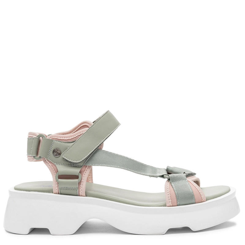 Maciejka Leather Velcro Platform Sandals Green And Pink K7433-29/00-7