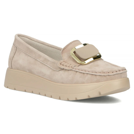 Filippo Women's Leather Moccasins Beige