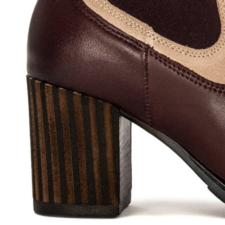 Maciejka Leather Ankle Boots Contrast Trim Burgundy 03759-23/00-3