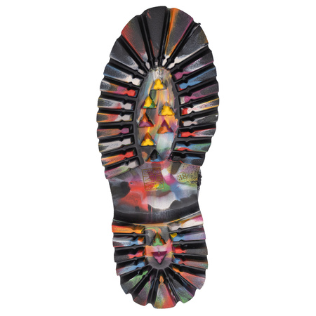 Artiker Botki Skórzane Na Platformie Damskie Z Kolorową Podeszwą Czarne 55C0516