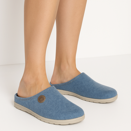 Inblu Felt Slip-On Slippers With Leather Insole Blue CS000047-BLUE