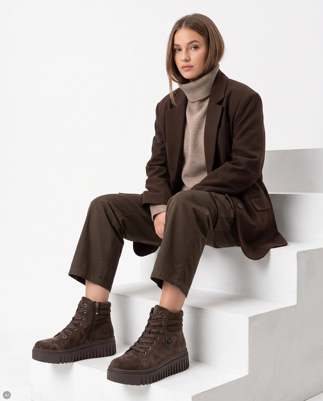 Filippo Suede Insulated Platform Ankle Boots Brown DBT8265-26-D-BR