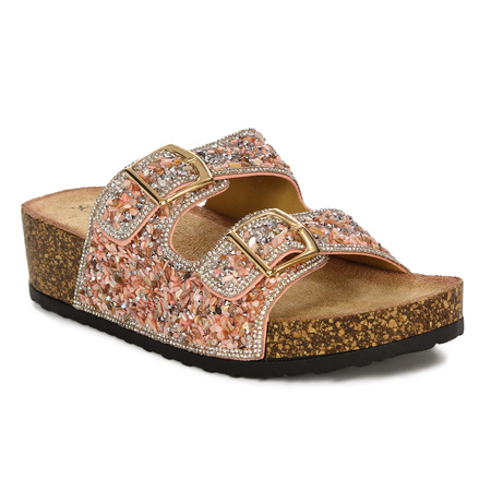 Sca'viola Women's Flip Flops With Crystals Pink
