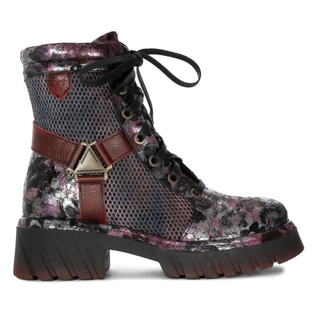 Maciejka Mesh-Panel Ankle Boots Chunky Platform Burgundy 07072-23/00-8