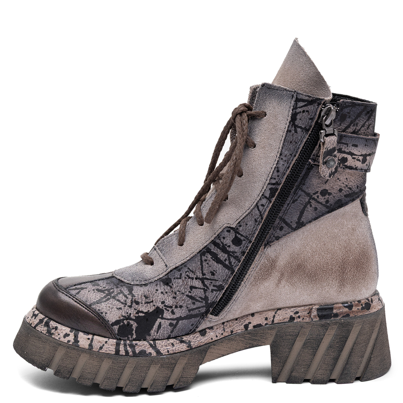 Maciejka Leather Patterned Platform Ankle Boots Brown 07625-02/00-8