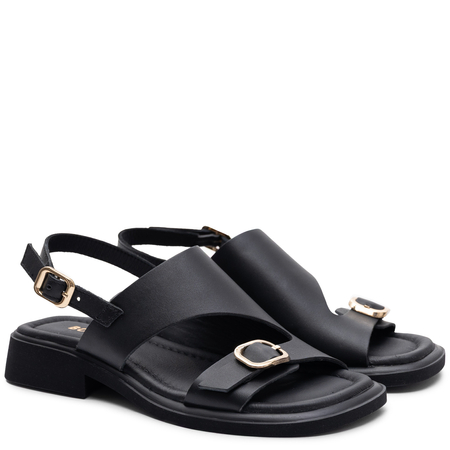 Boccato Genuine Leather Strappy Sandals Black 158-1019