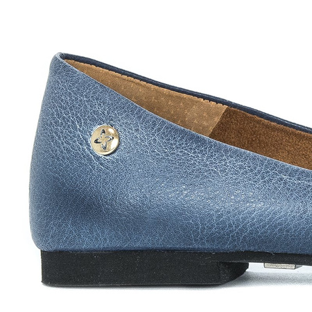 Maciejka Leather Almond-Toe Ballet Flats Navy-Jeans 04100-17/00-8