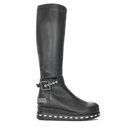 Maciejka Women's Knee-High Boots Natural Leather Black 05293-01/00-7