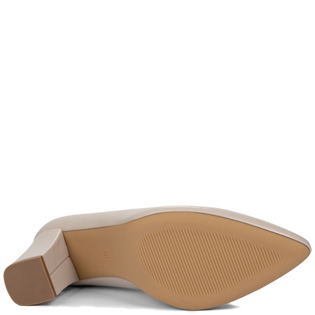 Sergio Leone Pointed-Toe Pumps Block Heel Nude Beige PB414