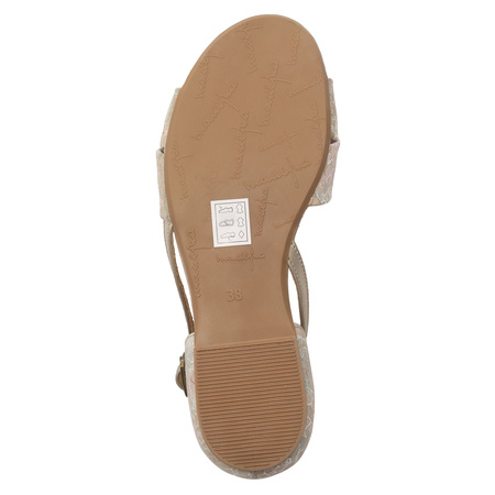 Maciejka Women's Leather Sandals Beige with Flowers