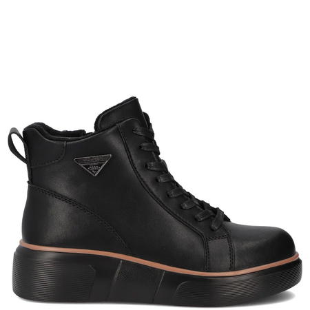 Filippo Comfortable Leather Ankle Boots On Platform Warm Black DBT6452-26-BK