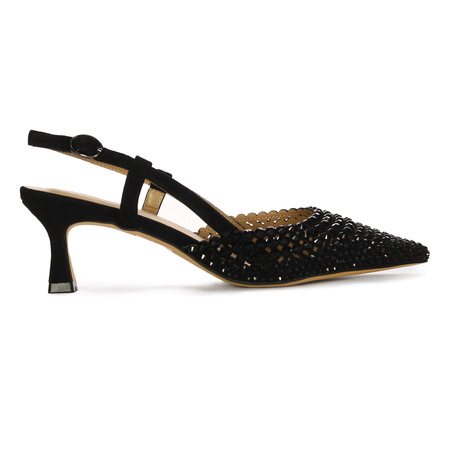 Alma En Pena wieczorowe sandały slingback szpiczaste na szpilce V250662-SUEDE-BLA