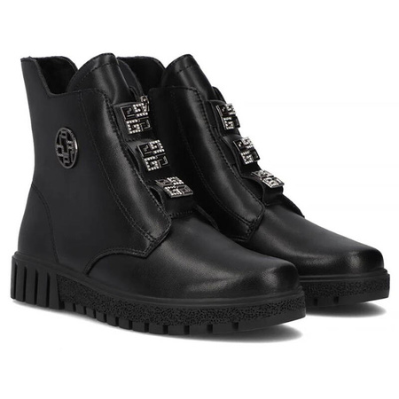 Filippo Black Leather Ankle Boots for Women