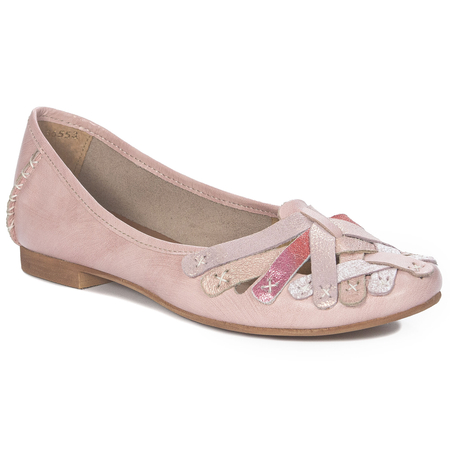 Maciejka Leather Interlaced Ballet Flats Flat Heel 1 cm Pink 01358-51/00-0