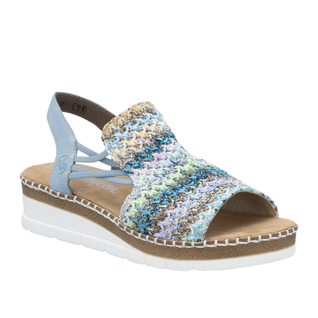 Rieker Woven Wedge Sandals Pastel Multicolor Blue V1241-91