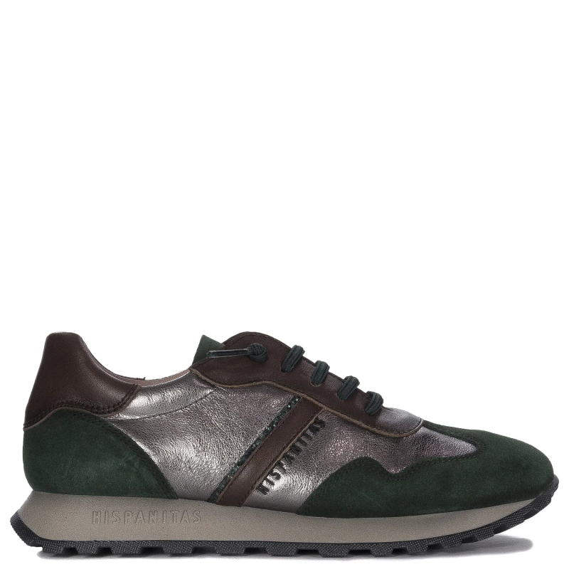 Hispanitas Sneakersy damskie skórzane Velour Forest Menorca Acero