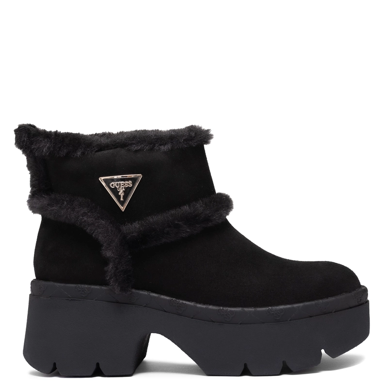Guess Botki Damskie Na Platformie Botki Z Futrzanym Obszyciem Czarne FLFBRDESU10-BLK