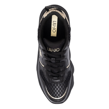 Liu Jo Chunky Platform Sneakers Light Gold Glitter Heel Black BF5061-PX783-GOLD