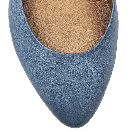 Maciejka Leather Almond-Toe Ballet Flats Navy-Jeans 04100-17/00-8