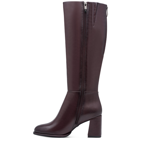 Tamaris Elegant Block Heel Women's Knee-High Boots Burgundy 1-25515-41-585 HTML