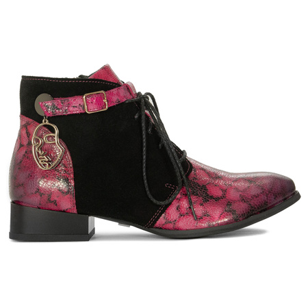 Maciejka Women's Leather Boots Pink and Black