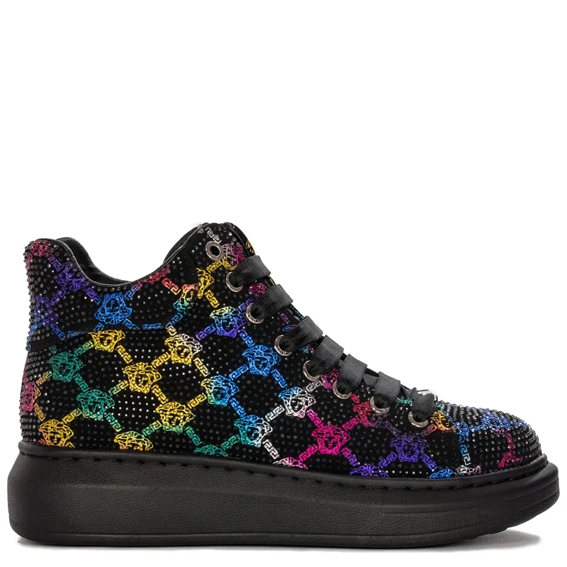 GOE Sneakersy damskie Czarne+multikolor  z Kryształkami