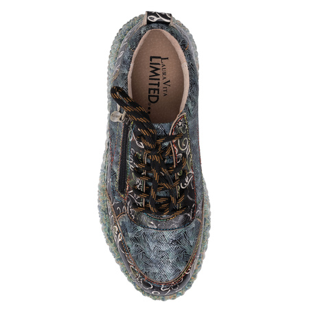 Laura Vita Leather Platform Sneakers With Side Zip Indigo NIKITO-062-INDIGO