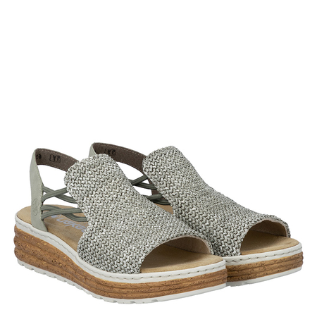 Rieker Women's Green Wedge Sandals 62741-52