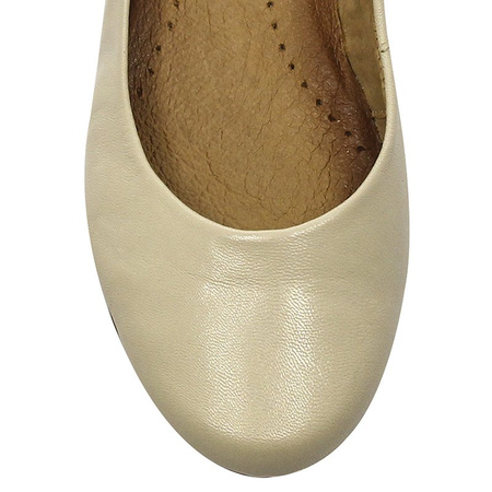 Maciejka Leather Ballerina Flats Low Heel Beige 00903-32/00-5